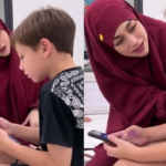 Momen Celine Evangelista Pakai Syari Merah