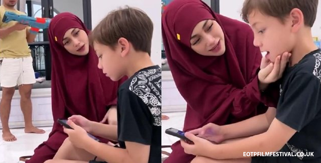 Momen Celine Evangelista Pakai Syari Merah